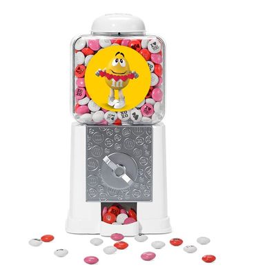 M&amp;M&#39;S Yellow Character Heart Dispenser, 1 lb of Chocolate Candies, Printed M&amp;M&#39;S With I Love You Icons, Sweet Gift For Him or Her, A Sweet Valentine&#39;s Day, Anniversary or Just Because Gift