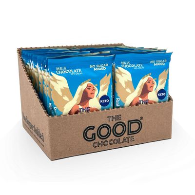 The Good Chocolate - Keto Milk Chocolate Style Squares, 80% Less Sugar, Lower Net Carb Snack, Lower Calorie, Creamy Chocolate Candy, 24 Square Family Pack