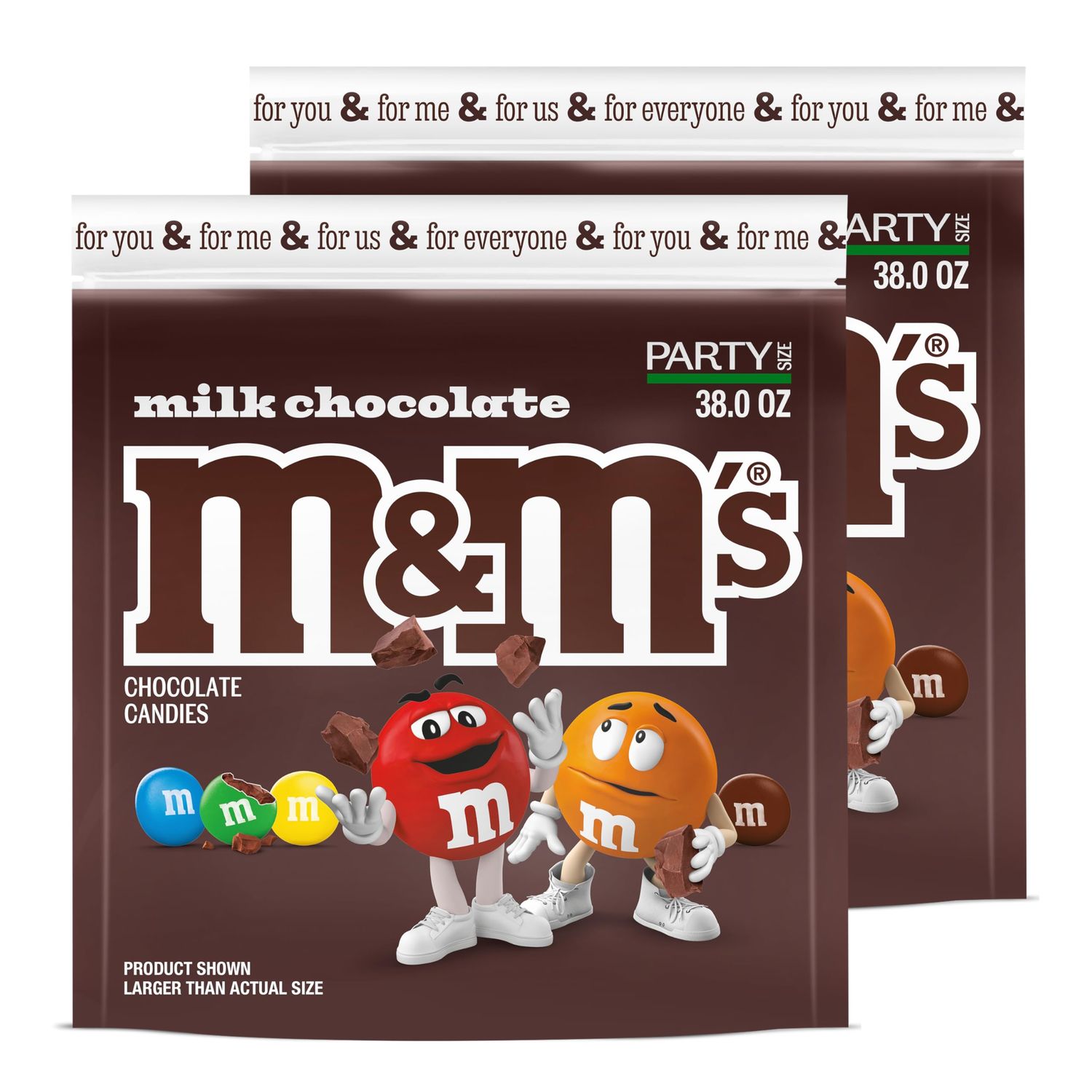M&amp;M&#39;S Milk Chocolate Candy, Party Size, 38 oz Bag (Pack of 2)
