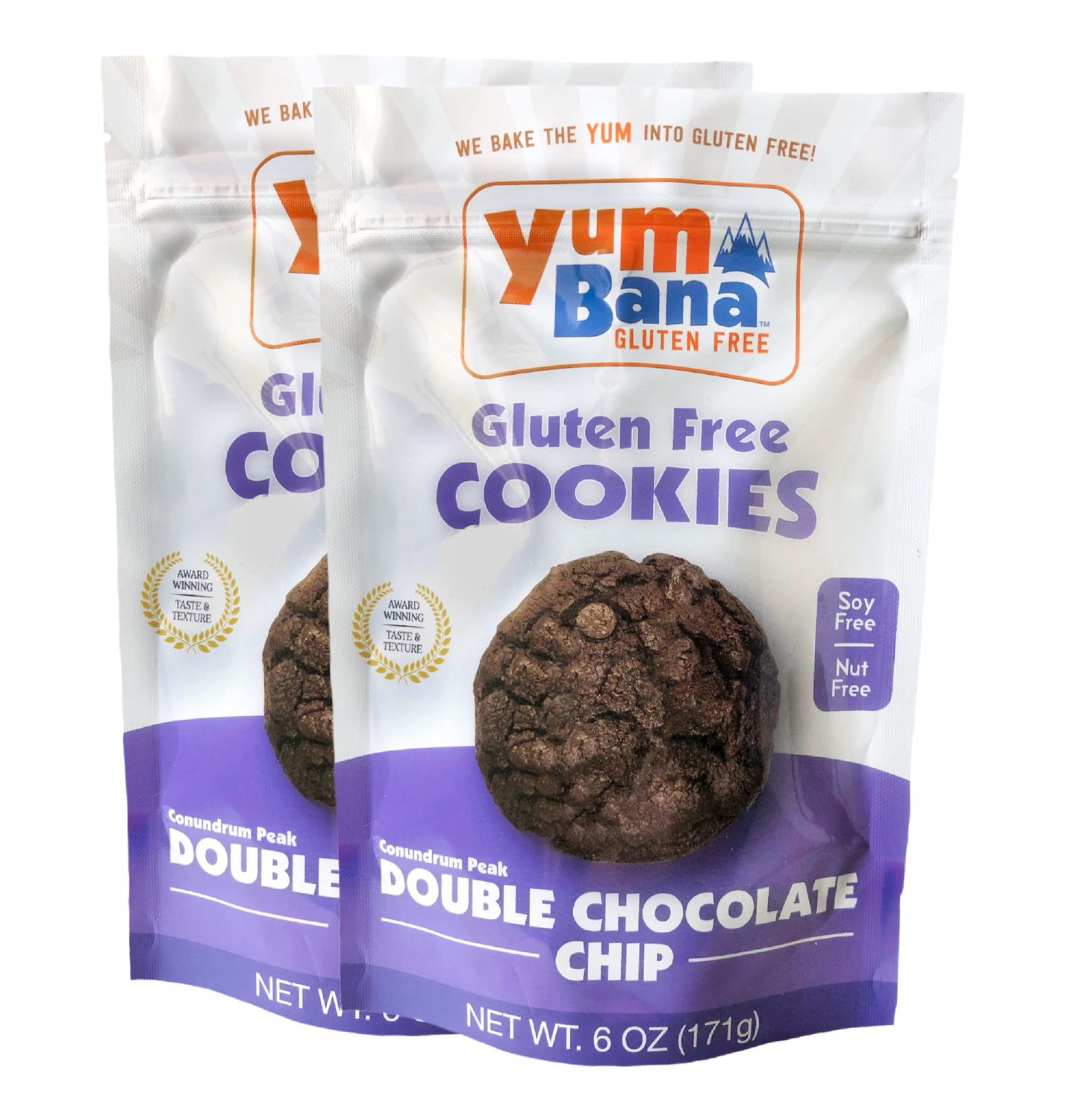 Yumbana Gluten Free Double Chocolate Cookies - Soy Free, Nut Free Cookies - No Artificial Flavors or Preservatives - Great for Snacks and Parties - 2 Pack