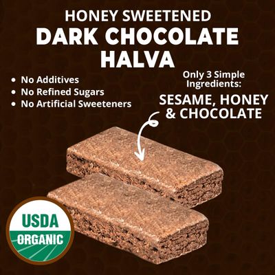 Oh, Goodness! Organic Halva Bars - Paleo Approved - No Additives, Refined-Sugar, or Artificial Sweeteners - 40g Each - 16 Pack (Dark Chocolate)