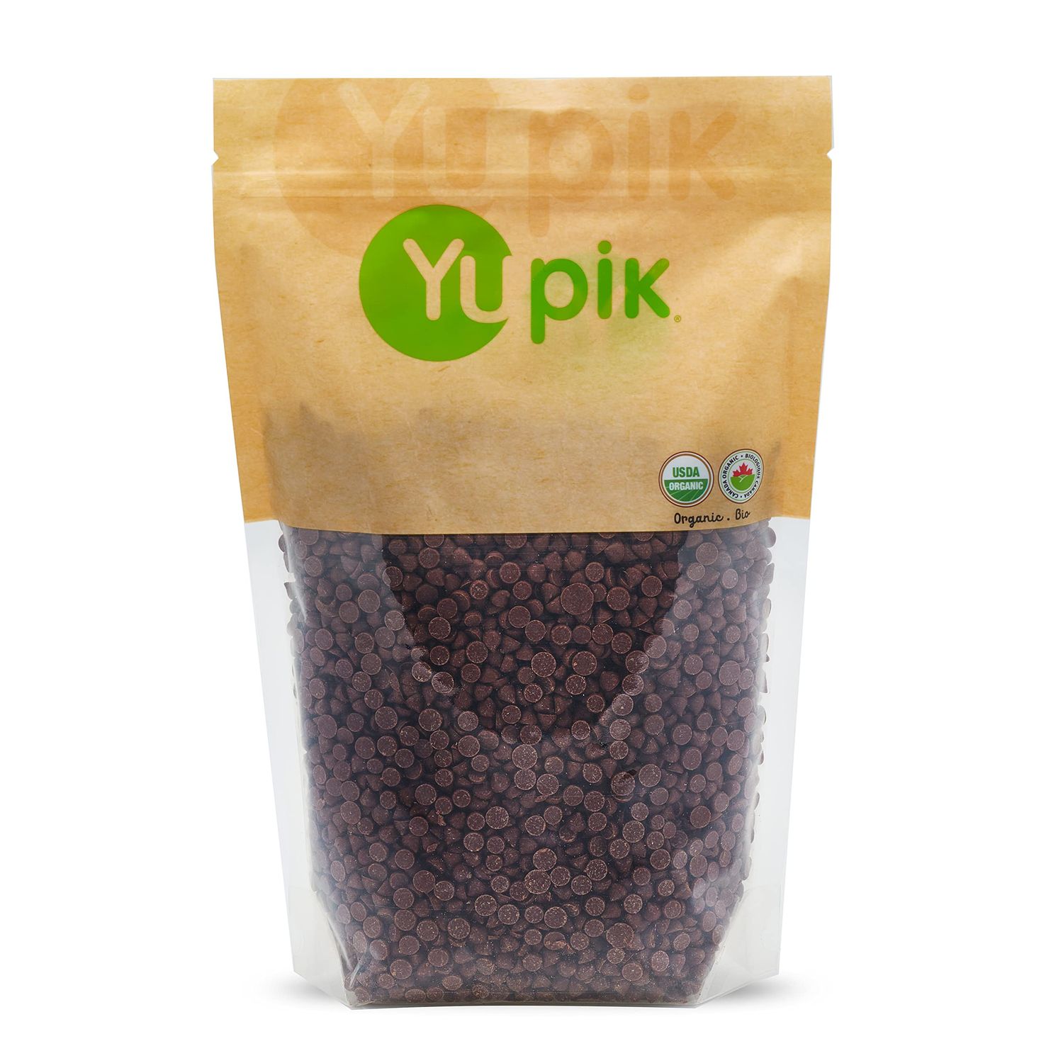 Yupik Organic 70% Pure Dark Chocolate Chips - No Sugar Added - 4000 Ct, 2.2 lbs, Pure Chocolate, Vegan, GMO-Free, Vegetarian, Gluten-Free, Lactose Free, Brown, Pack of 1