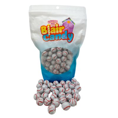 Chocolate Baseballs - 2 LB Resealable Stand Up Bulk Candy Bag (approx. 160 pieces) - Individually Foil Wrapped Mini Chocolate Balls - Sports Themed Bulk Candy