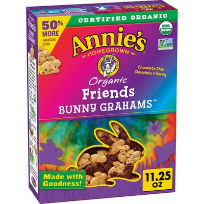 Annie&#39;s Organic Friends Bunny Grahams, Chocolate Chip, Chocolate, and Honey Baked Graham Snacks, 11.25 oz