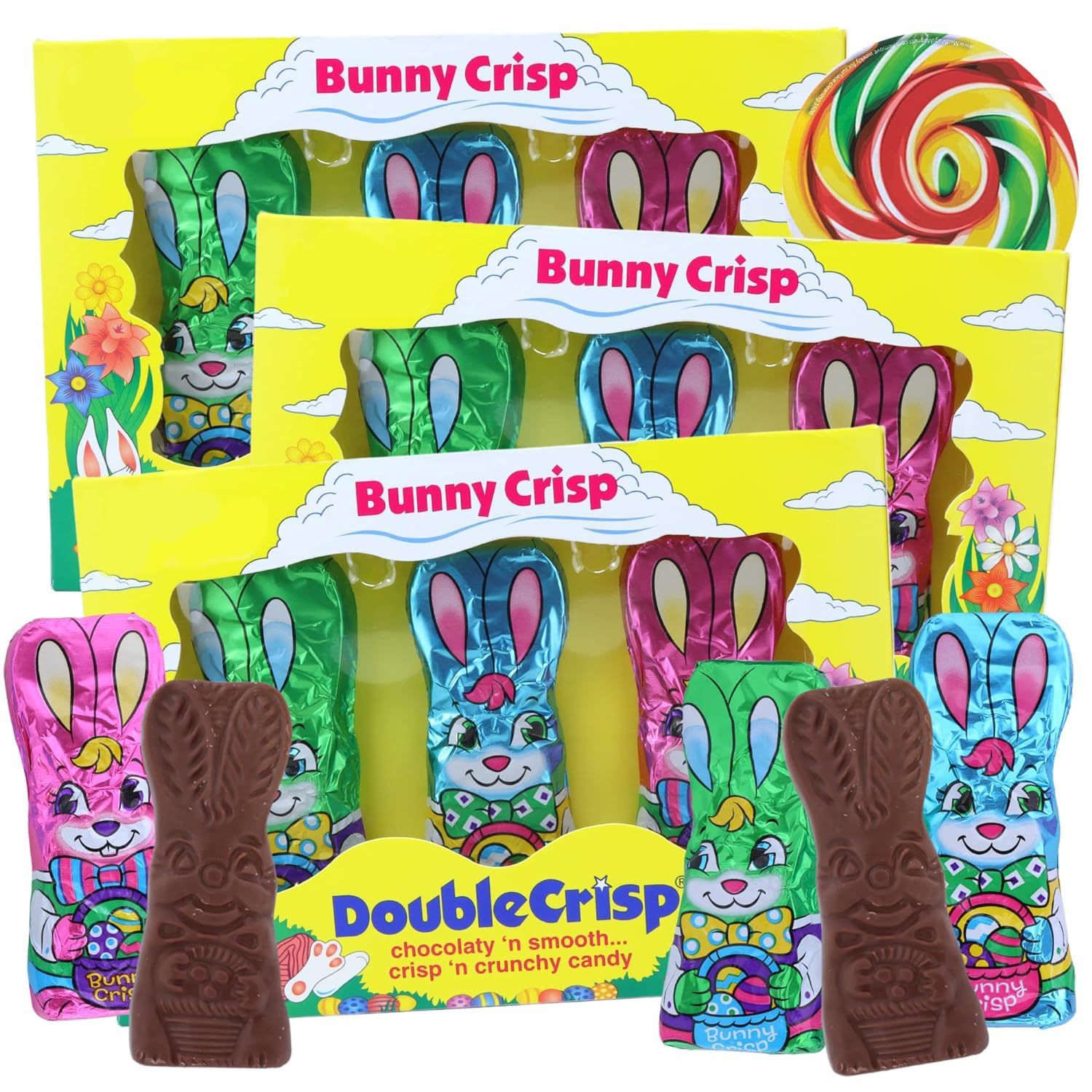Milk Chocolate Flavored Easter Bunny Crisps, 3 Individually Wrapped Candies Per Case, 3 Ounces (Pack of 3)