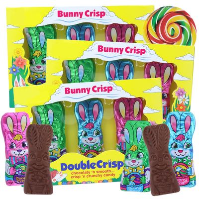 Milk Chocolate Flavored Easter Bunny Crisps, 3 Individually Wrapped Candies Per Case, 3 Ounces (Pack of 3)