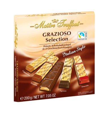 Chocolate Selection Italian Style Cappuccino, Tiramisu, Espresso, Amaretto (4 pack)