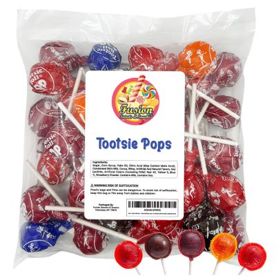 Tootsie Roll Pops - Candy Fruit Flavors with Chocolate Tootsie Roll Center - 1 Pound Bulk Bag - Assorted Individually Wrapped Tootsie Pops Lollipops (Approx 22 Count)