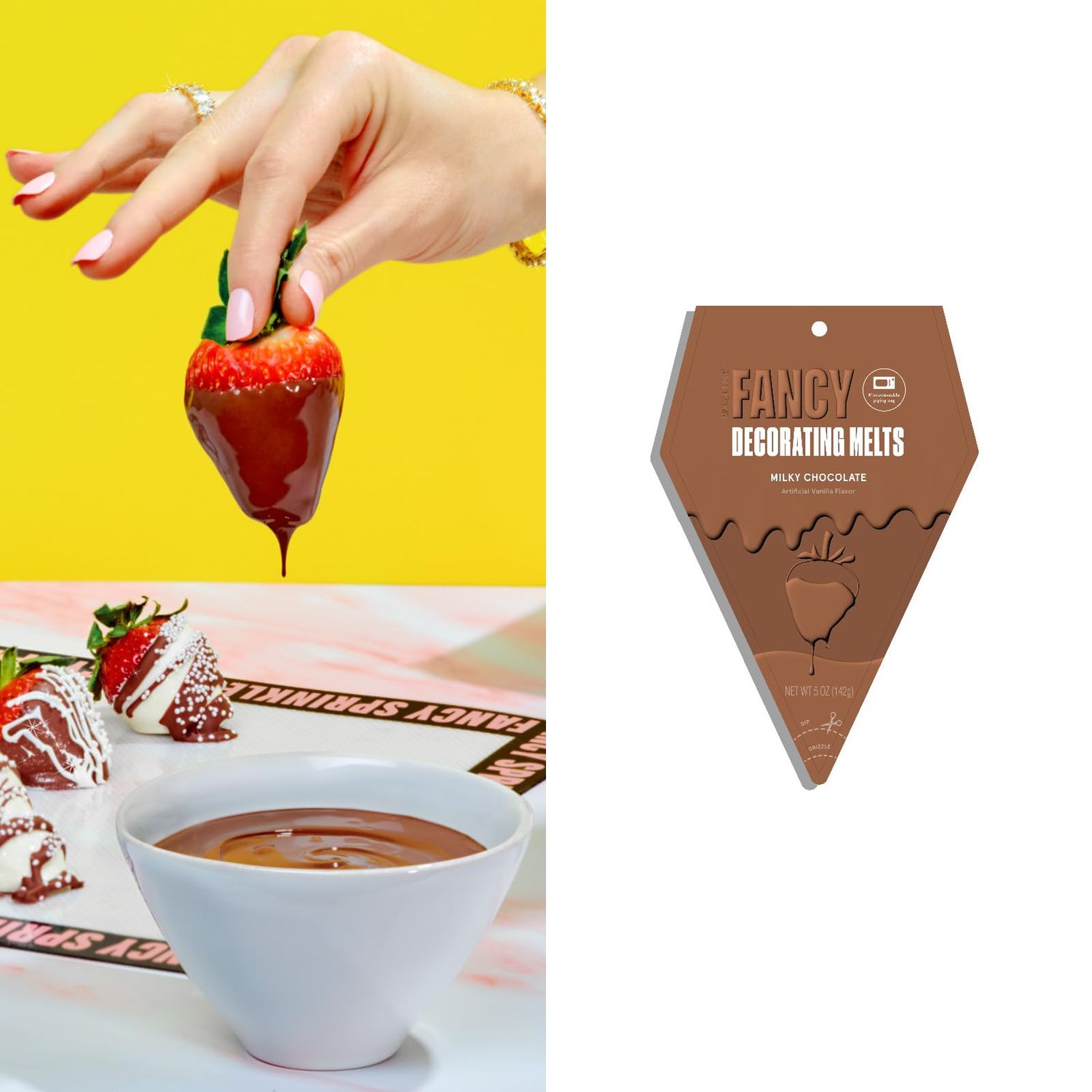 Fancy Sprinkles Milky Chocolate Fancy Decorating Melts for Baking, Melting Chocolate in Ready-to-Use Bag, for Dipping, Coating, and Drizzling