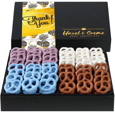Thank You Gift Basket - Yogurt/Chocolate Pretzels Box - Employee Appreciation Gift for Men Women - Assorted Flavors - Gratitude Gift for Employees, Co Workers, Teachers, Nurses, Friends, Kosher Prime