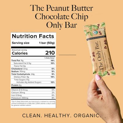 Truvani Plant Based Snack Bar | Peanut Butter Chocolate Chip 12 Pack | 8g Protein | USDA Organic and Vegan | The Only Bar | Dairy, Soy, and Gluten Free | Individually Wrapped