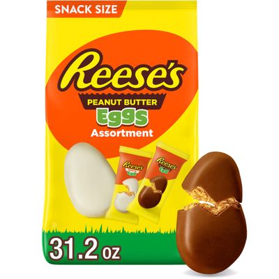 REESE&#39;S Assorted Flavored Snack Size Peanut Butter Eggs, Easter Candy Bag, 29.4 oz