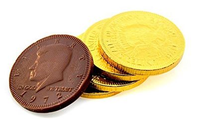 Belgian Milk Chocolate Gold Coins Bulk (100 Count) - Large 1.5in Gourmet Gold Wrapped Chocolates - Holiday Chocolate Candy Coin For Kids - By Dr. Variety