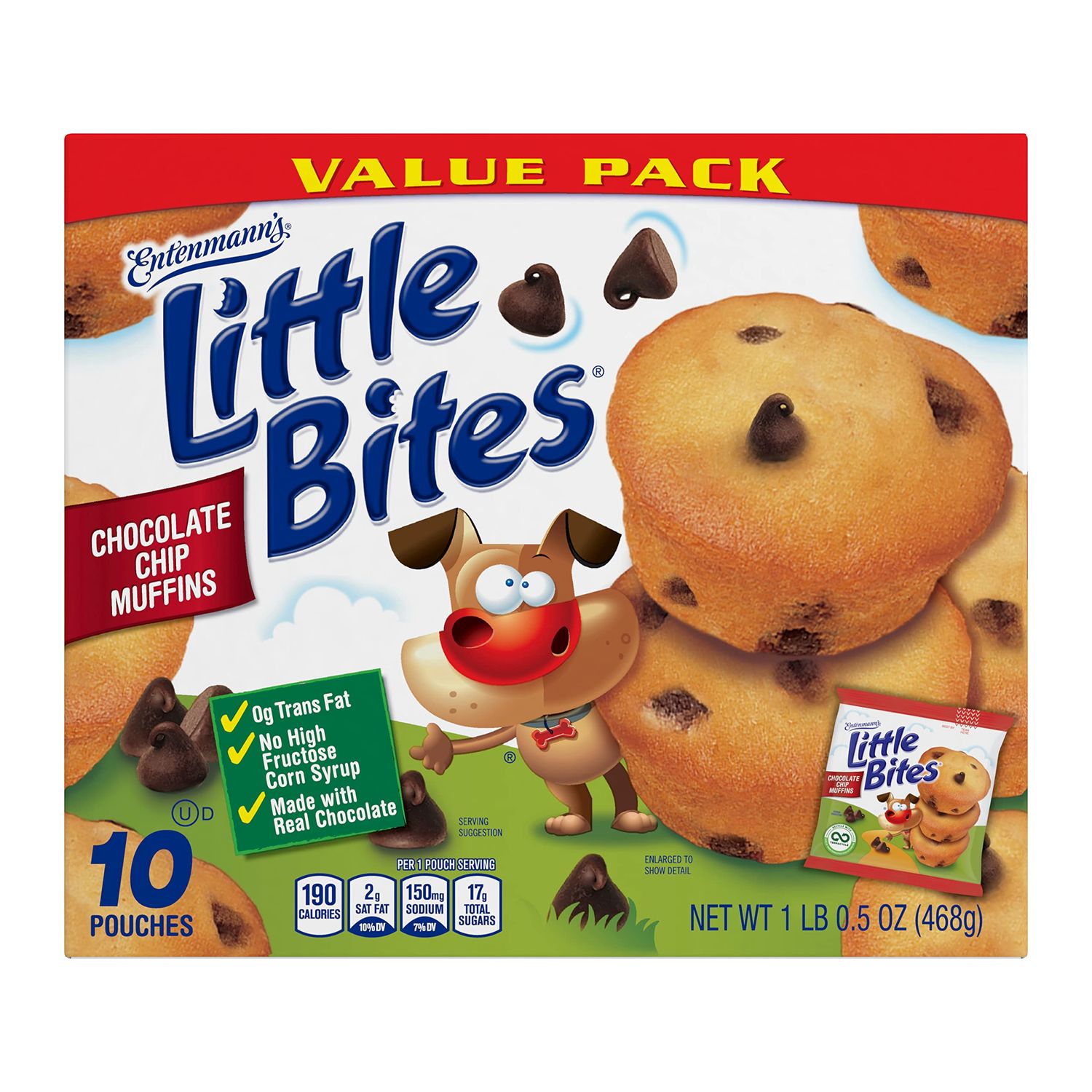 Entenmann's Little Bites Chocolate Chip Mini Muffins, 10 Pouches