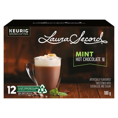 Laura Secord Mint Hot Chocolate Mix for Keurig K-cup, 12 pods, 180g {Imported from Canada}