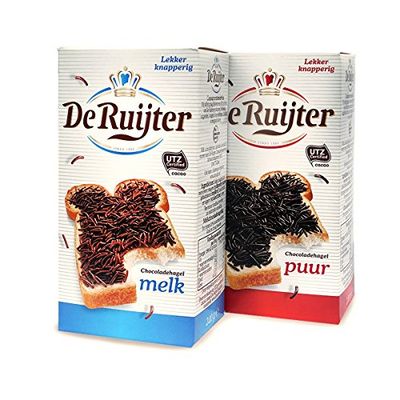 Chocolate sprinkles - Milk &amp; Dark - pack of 2 premium chocolate jimmies - ChocoladeHagel. Total: 14.1 oz / 400 g. Delicious Dutch Hagelslag