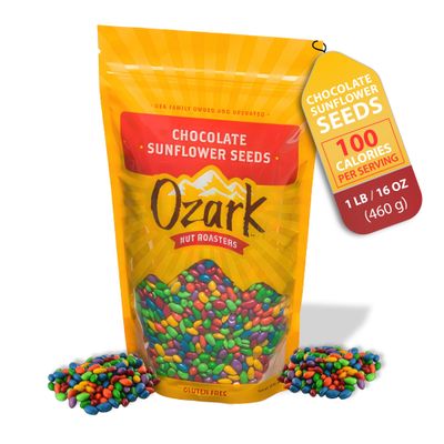 OZARK NUT ROASTERS, Chocolate Sunflower Seeds, Flavored Snack Nuts, World-Class Gourmet Candied Peanuts, Resealable Pack (16.0 oz)