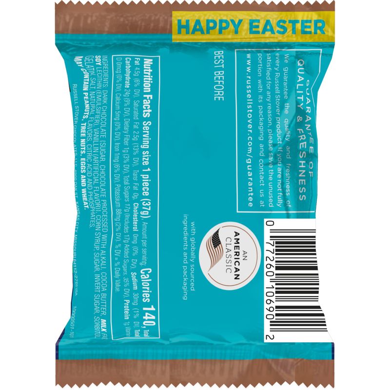 Russell Stover Easter Marshmallow Dark Chocolate Easter Egg, 1.3 oz each (Pack of 18)