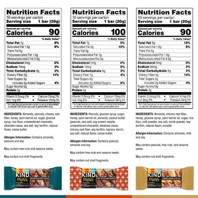 KIND Bar Minis, Variety Pack, Dark Chocolate Nuts and Sea Salt, Peanut Butter, Caramel Almond, Healthy Snacks, 3g Protein, Gluten Free, Low Sugar/Calorie Snacks, 30 Count