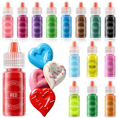 Cherrysea Oil Based Food Coloring for Chocolate 15 Colors Edible Food Dye for Sugar Candy Melts, Oil Frosting Icing Dye for Baking Cookies Fondant Food Color for Cake Decorating - 0.25 Fl. OZ Bottles