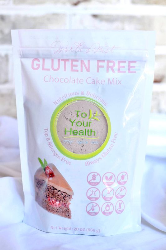 To Your Health Bakery Gluten Free Chocolate Cake Mix (20 oz): All Purpose Gluten Free 1 to 1 Substitute, Kosher, Non-GMO, Top 8 Allergen Free, Made in USA