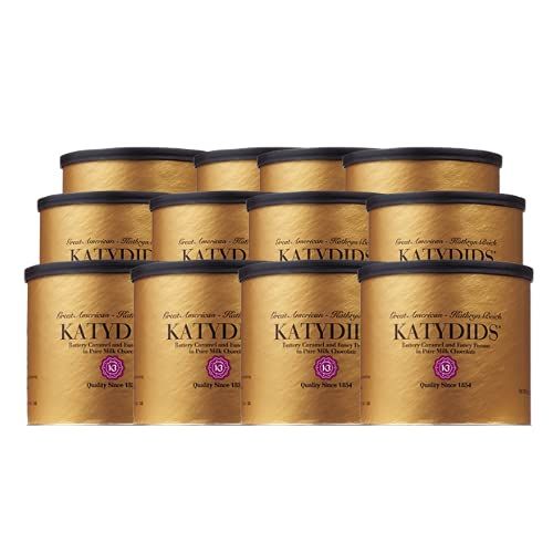 Katydids Candy by Kathryn Beich 12 TINS 9, 09 tin Milk Chocolate Caramel Pecan Clusters, The Turtles in the Famous Gold Tin Pack of 12, 8 Ounce (Pack of 12)