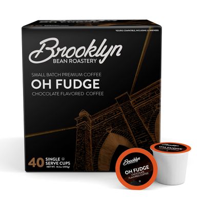 Brooklyn Beans Oh Fudge Gourmet Coffee Pods - Compatible with Keurig K Cup Brewers Including 2.0 Machines, 40 Count, Rich Chocolate Flavored