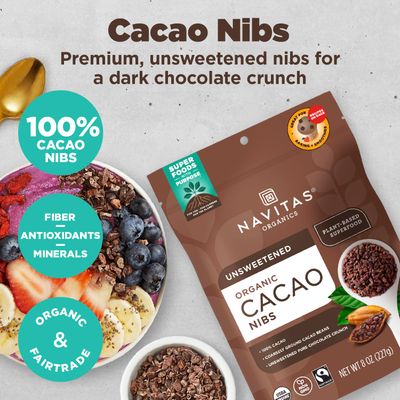 Navitas Organics Cacao Nibs, 16oz. Bag, 15 Servings - Organic, Non-GMO, Fair Trade, Gluten-Free