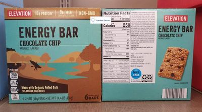 Elevation Energy Bar Chocolate Chip 14.4oz 408g (2 Boxes)