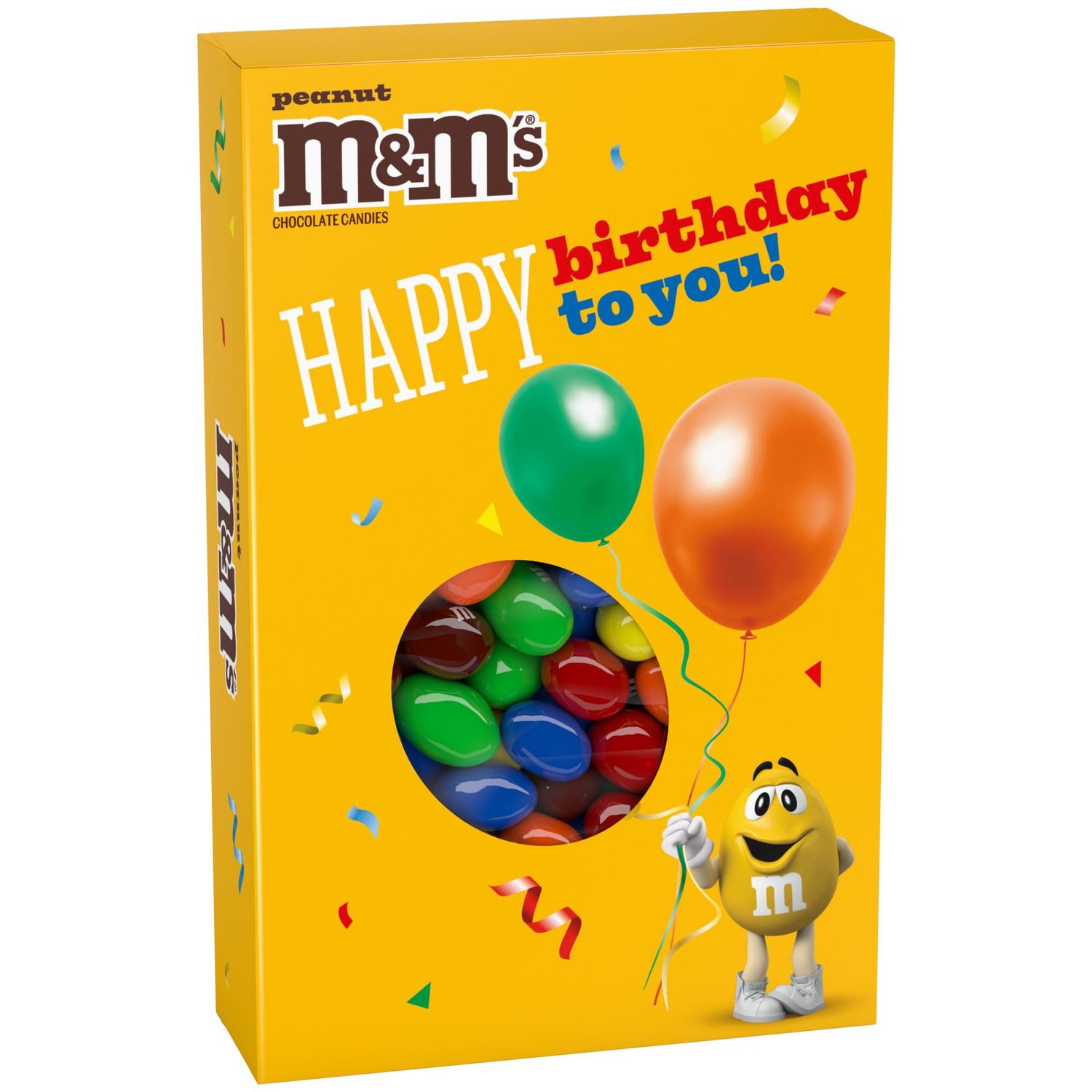 M&amp;M&#39;S Peanut Milk Chocolate Candy Happy Birthday Card and Gift Box All in One Birthday Present for All Ages, 10.05 Oz Box