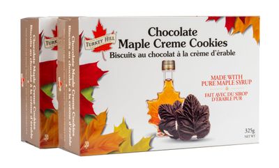 Turkey Hill Sugarbush 100% Pure Canadian Premium Maple Syrup Chocolate Cream Filled Cookies- All-Natural Maple Leaf Shape Delicious Cookies(2 Pack, Chocolate Cookies)