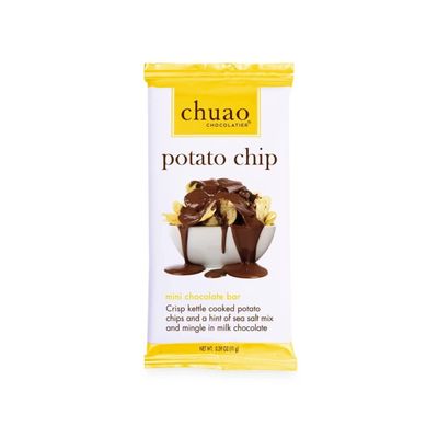 Chuao Chocolatier Potato Chip Milk Chocolate Mini Bars | Gourmet No Preservatives | For Gift Baskets, Christmas, Birthday, Thank You, Care Package | 24 Pack, 0.39 oz Each