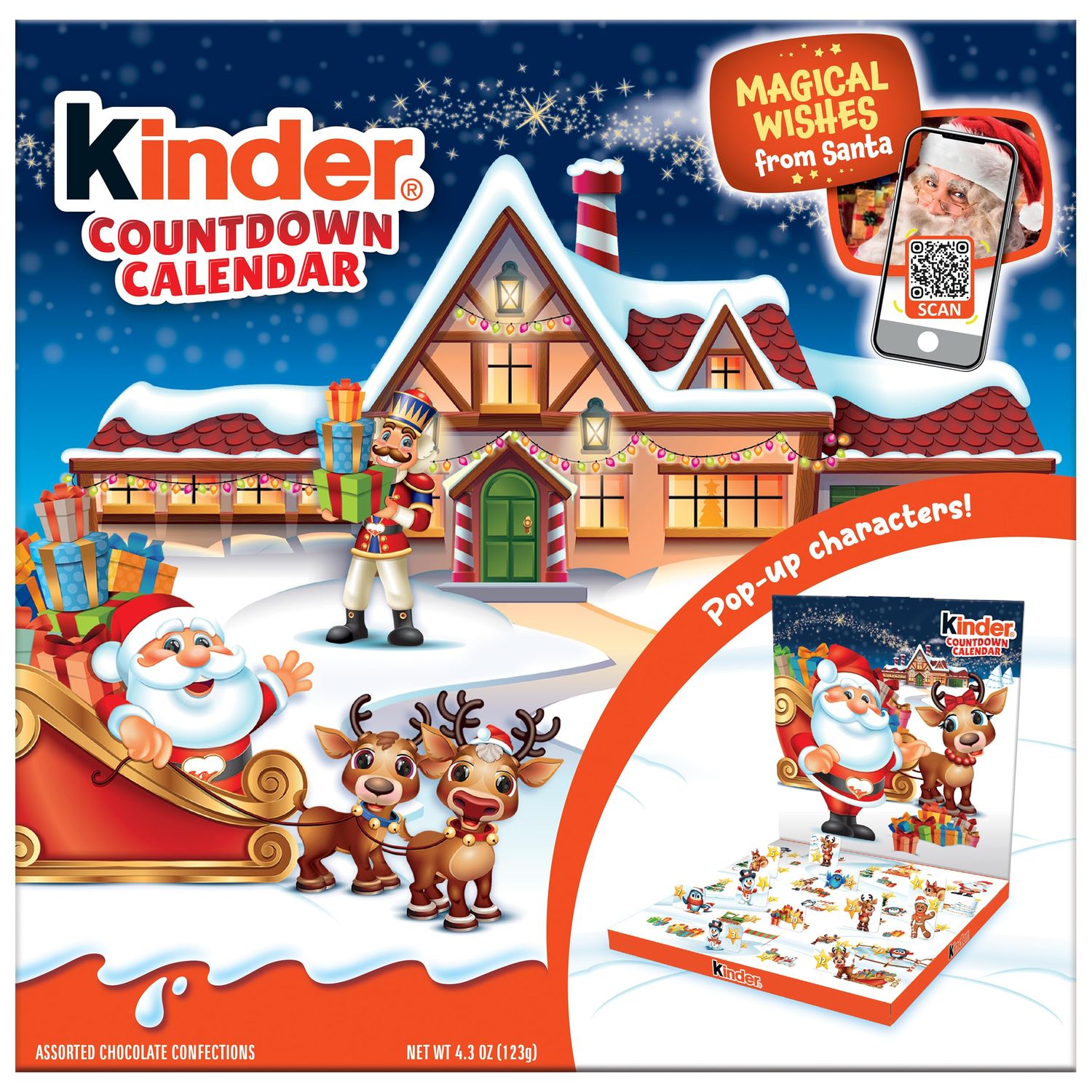 Kinder Holiday Advent Calendar, Chocolate Candy Holiday Treats Inside, Perfect Holiday Gift Box, 4.3 Ounce