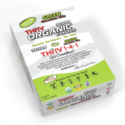 THriV Organic Food Bar - Green Chocolate Chip (Pack of 12, 1.23 oz)