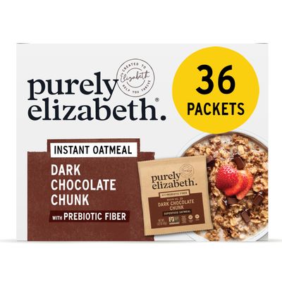 Purely Elizabeth Dark Chocolate Chunk Superfood Oatmeal, with Prebiotic Fiber, Gluten Free &amp; Non-GMO, 9.12 Oz (Pack of 6)