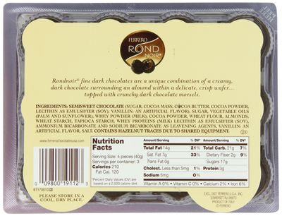 Ferrero Rondnoir Dark Chocolates w/ Almonds, 12 Piece