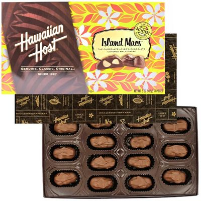 Hawaiian Host Island Macs Tiare Milk Chocolate Covered Macadamia Nuts 5 oz Boxes (1 Box)