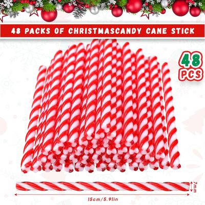 Glimin 48 Pcs Christmas Candy Cane Sticks Ornament for Hot Chocolate and Coffee Christmas Candy Cane Hot Coco Bar Party Supplies Candy Cane Accessories Stocking Gift Stuffers (Red, White)