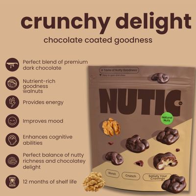 Nutic Dark Chocolate Covered Walnuts - 2 Lb, Premium Roasted Walnuts Drenched in Rich Dark Chocolate, Irresistible Gourmet Treats for Snacks &amp; Gifts, Made in USA - (Pack of 1)