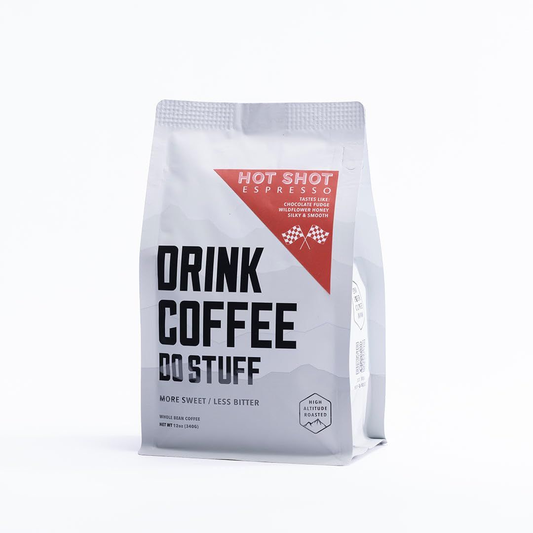 DRINK COFFEE DO STUFF, Blend, 2 Pound Bag, Whole Bean, Espresso Roast, Sweet, Chocolate, Caffeine, Organic, Lake Tahoe Coffee (Hot Shot)