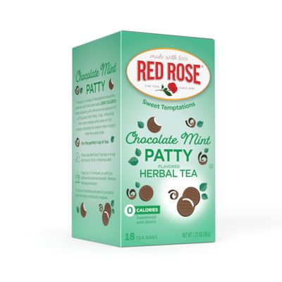 Red Rose Sweet Temptations Dessert Tea Chocolate Mint Patty, Zero Carbs, Zero Sugar Bursting with Flavor Delicious Beverage Herbal Tea, 18 Count Fruit Naturally Flavored Herbal Tea