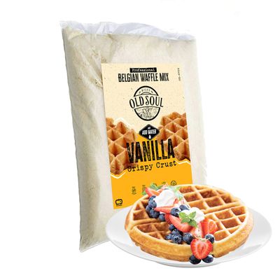 OldSoul Belgian Waffle Mix | Chocolate &amp; Vanilla Flavour | Soy &amp; Nut free | Belgian Batter Mix | 5 lbs | 28 Waffles (Vanilla)