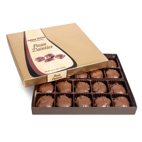Anthony Thomas Chocolates, Pecan Dainties, Milk Chocolate, Soft Buttery Caramel, Gift Box (20 Count, Milk Chocolate)