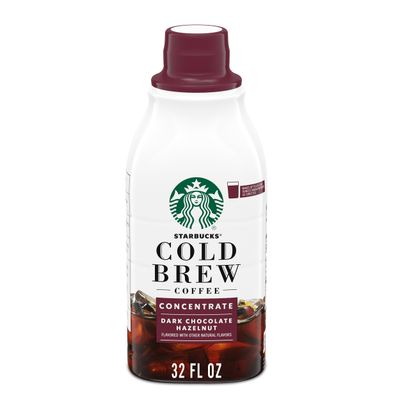Starbucks Cold Brew Coffee Concentrate, Naturally Flavored Dark Chocolate Hazelnut, Multi-Serve Bottle (32 Fl Oz)