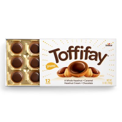 Toffifay Hazelnut Chocolate Caramel Candy Box, 12 Pieces (Pack of 2), 3.5 ounces