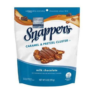Edward Marc Snappers Sweet Caramel &amp; Pretzels Cluster - Crunchy Pretzel Snack With Milk Chocolate For Adults And Kids - 6 oz (pack of 1)