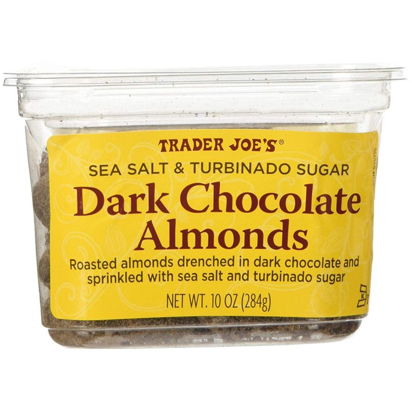 Trader Joe&#39;s Sea Salt &amp; Turbinado Sugar Dark Chocolate Almonds 10 Oz. (3 Pack)