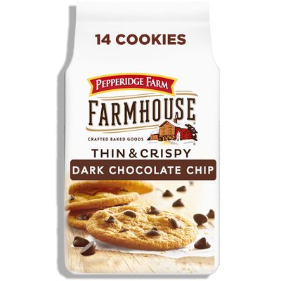 Pepperidge Farm Farmhouse Thin and Crispy Dark Chocolate Chip Cookies, 6.9 OZ Bag (14 Cookies)