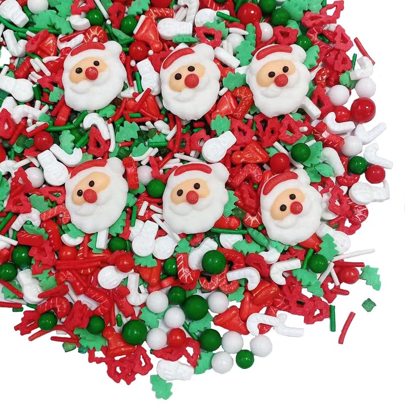 Sentovac Christmas Santa Claus Sprinkle Christmas Tree Red Green Mix Sprinkles Edible for Cake Decorating Cookie Cupcake Topper Baking Decorations Halloween Christmas Supplies 3.53 Oz