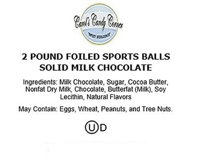 Foiled Sports Balls Premium Solid Milk Chocolate Mixed - Baseballs, Basketballs, Footballs, Soccer Balls - 2 Lb Bag - 166 Pcs